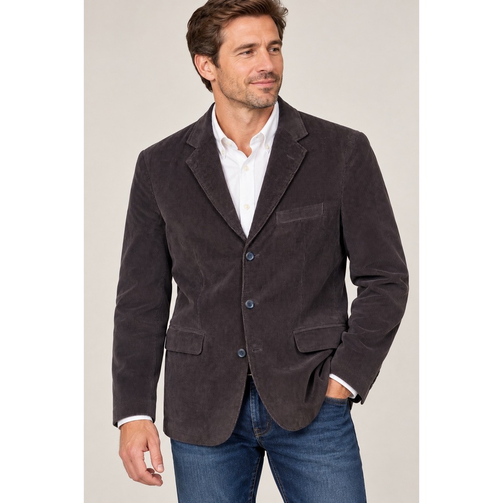 J.Crew Corduroy Blazer Mens L Brown 3-Button Cotton Sport Coat Classic Preppy